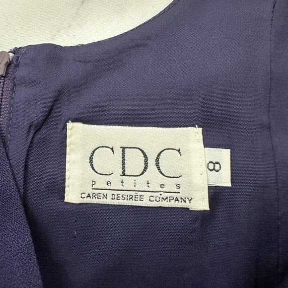 CDC Womens Vintage 90s Sheath Maxi Dress Gown Size 8 P Dark Purple Front Slit - Picture 5 of 10